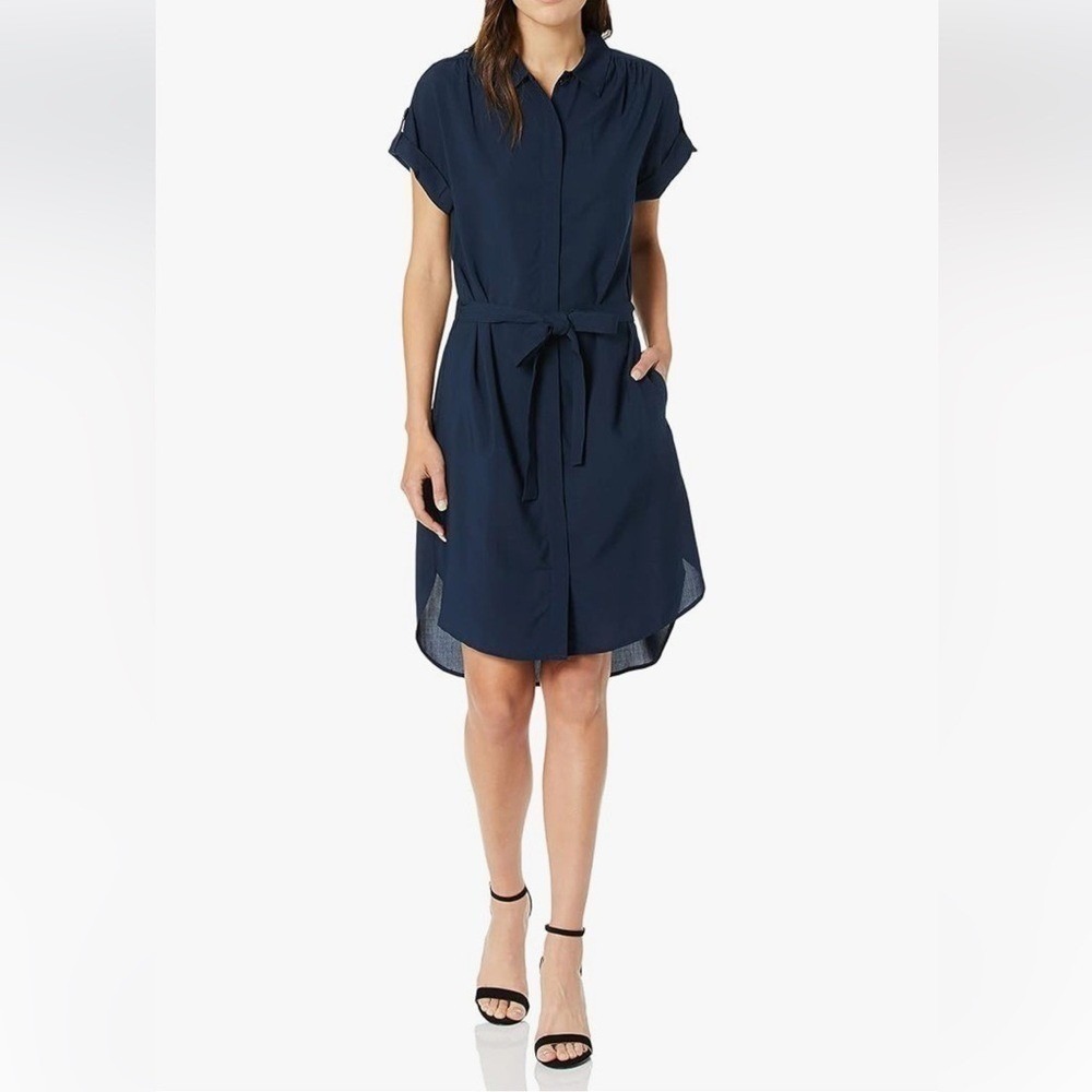 AG Daniela Blue High‎ Low Sheer Shirt Dress Resort Womens Versatile Contemporary